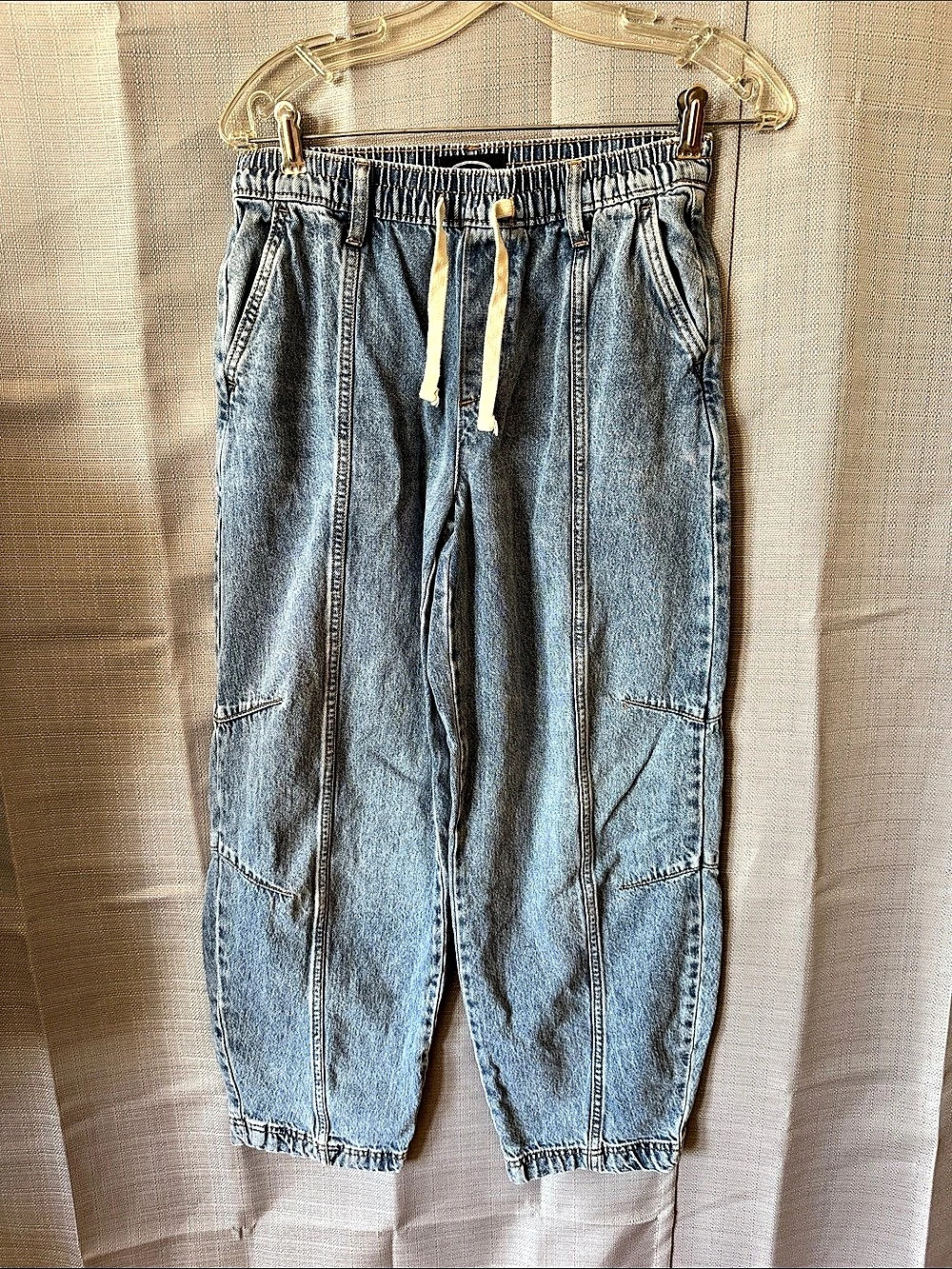 Scoop Women's Pull-On Cropped Barrel Pants in Blue Size XS 0-2